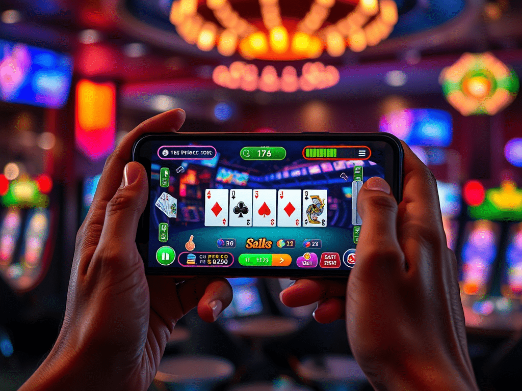 Người chơi thao tác mượt mà trên ứng dụng Tiến Lên Miền Nam Sunwin với giao diện bài tây sắc nét và hiệu ứng ánh sáng rực rỡ