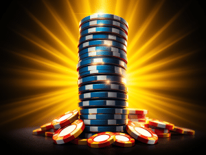 Phông nền cổng game Sunwin với hình ảnh những đồng chip casino xếp chồng cao, ánh sáng vàng rực rỡ, thể hiện sự thịnh vượng và đẳng cấp.