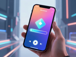 iPhone hiển thị quá trình tải Sunwin cho iOS 2026 mượt mà trên màn hình rực rỡ, bàn tay cầm thiết bị trong không gian công nghệ hiện đại