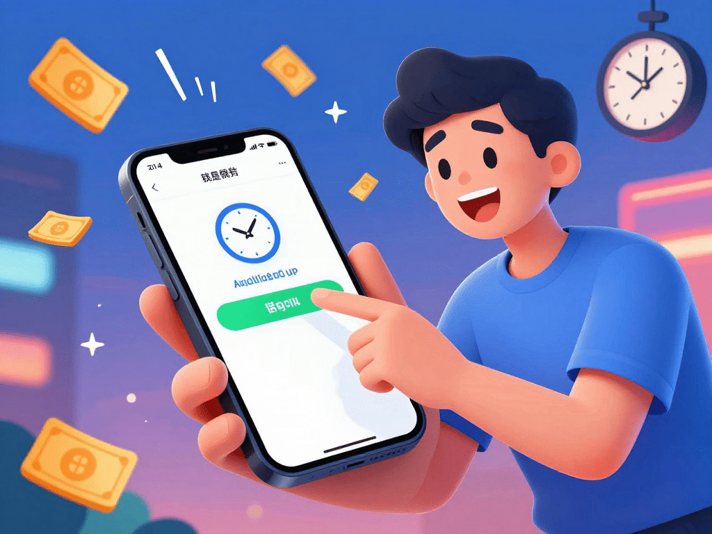 Người dùng đang rút tiền Sunwin nhanh chóng 2026 trên điện thoại thông minh vào giờ cao điểm, biểu tượng tiền bay ra mượt mà, đồng hồ chỉ giờ tối bận rộn