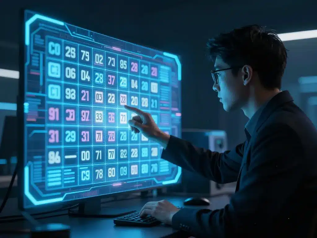 Chuyên gia công nghệ kết hợp hình ảnh thuật toán MD5 với biểu đồ soi cầu Sunwin trên màn hình hologram, ánh sáng neon xanh, phong cách cyberpunk hiện đại