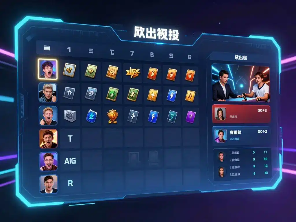 Giao diện kỹ thuật số hiển thị lịch trình giải đấu bài Sunwin 2026 trực tuyến, biểu tượng bài lá, bảng xếp hạng và avatar người chơi hứng khởi