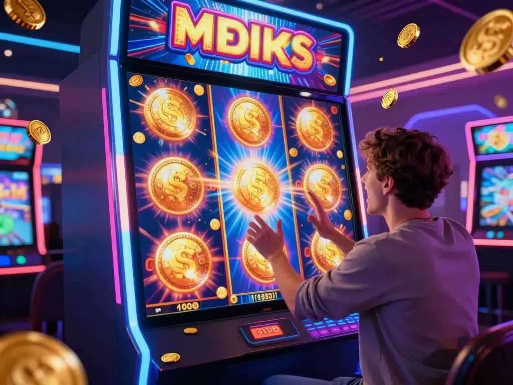 Người chơi mới hào hứng quay nổ hũ Sunwin với jackpot bùng nổ, đồng xu vàng rơi như mưa trong sòng bạc neon rực rỡ hướng dẫn chơi nổ hũ sunwin cho người mới 2026